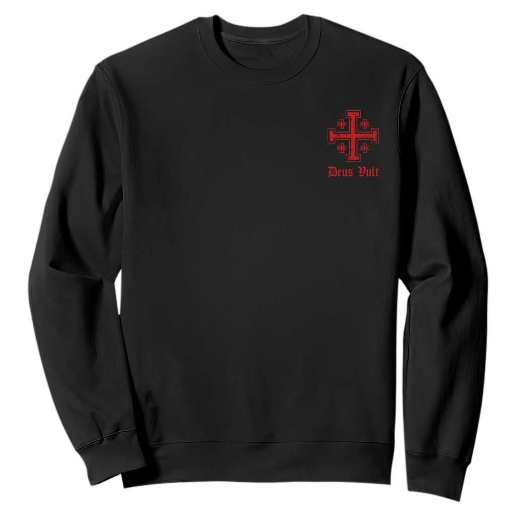 Deus Vult Catholic Knight Templar Jerusalem Cross Sweatshirt
