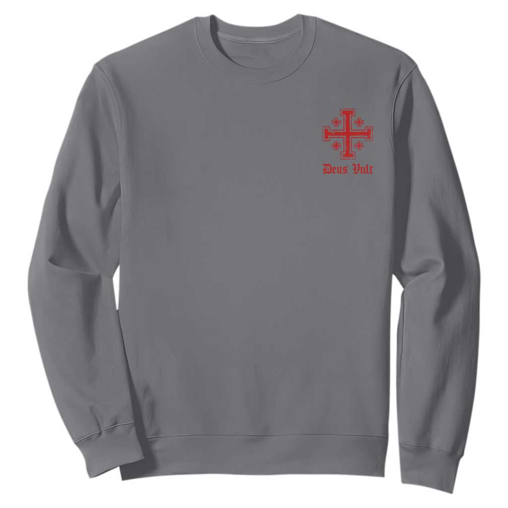 Deus Vult Catholic Knight Templar Jerusalem Cross Sweatshirt
