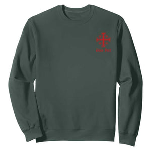 Deus Vult Catholic Knight Templar Jerusalem Cross Sweatshirt