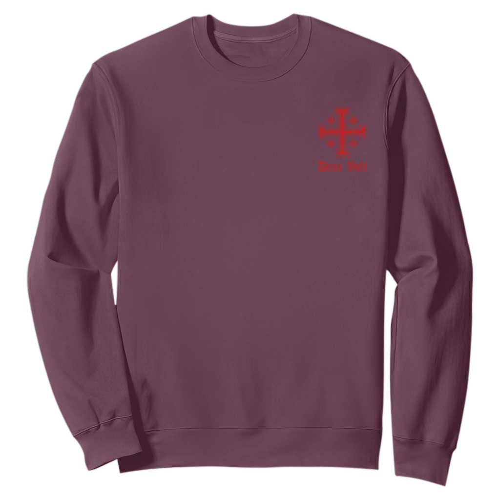 Deus Vult Catholic Knight Templar Jerusalem Cross Sweatshirt