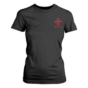 Deus Vult Catholic Knight Templar Jerusalem Cross T Shirt For Women