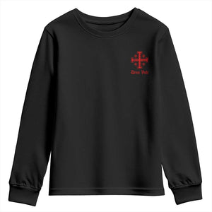 Deus Vult Catholic Knight Templar Jerusalem Cross Youth Sweatshirt