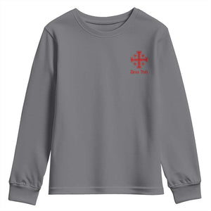 Deus Vult Catholic Knight Templar Jerusalem Cross Youth Sweatshirt