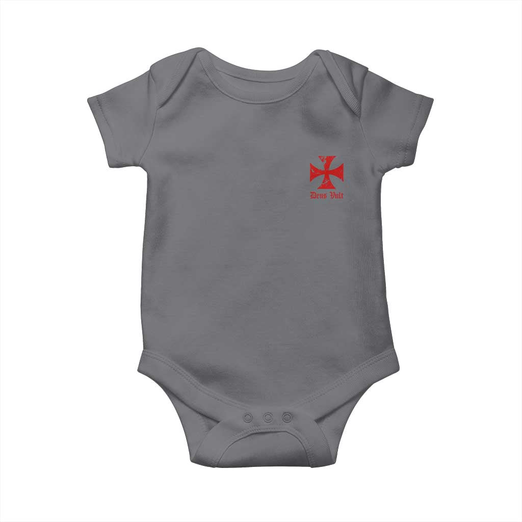 Deus Vult Catholic Knight Templar Crusader Cross Faith Baby Onesie