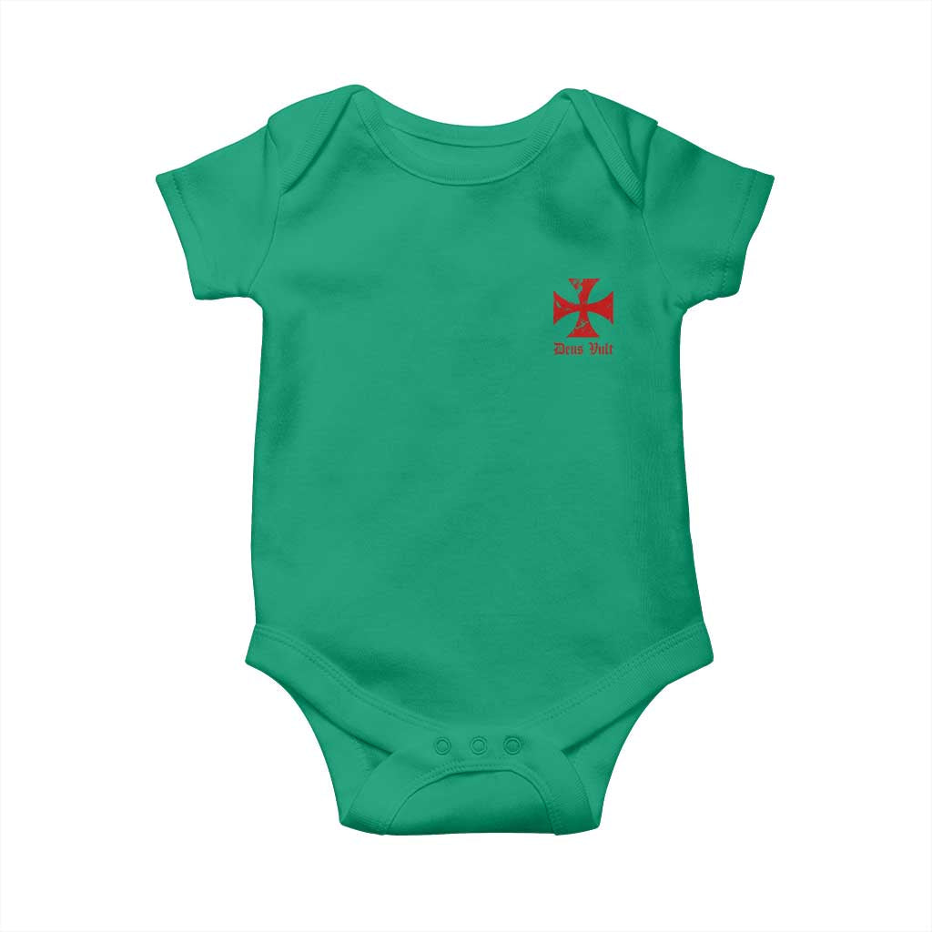 Deus Vult Catholic Knight Templar Crusader Cross Faith Baby Onesie
