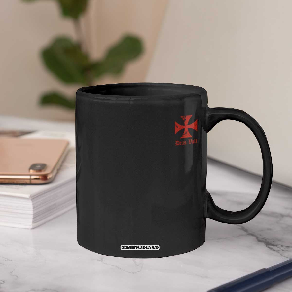 Deus Vult Catholic Knight Templar Crusader Cross Faith Coffee Mug