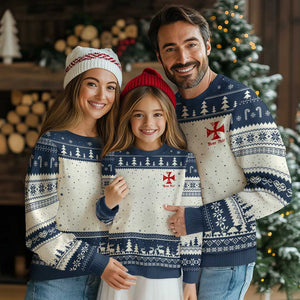 Deus Vult Catholic Knight Templar Crusader Cross Faith Ugly Christmas Sweater