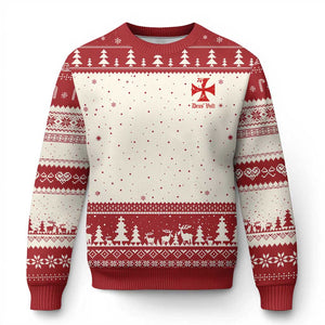 Deus Vult Catholic Knight Templar Crusader Cross Faith Ugly Christmas Sweater