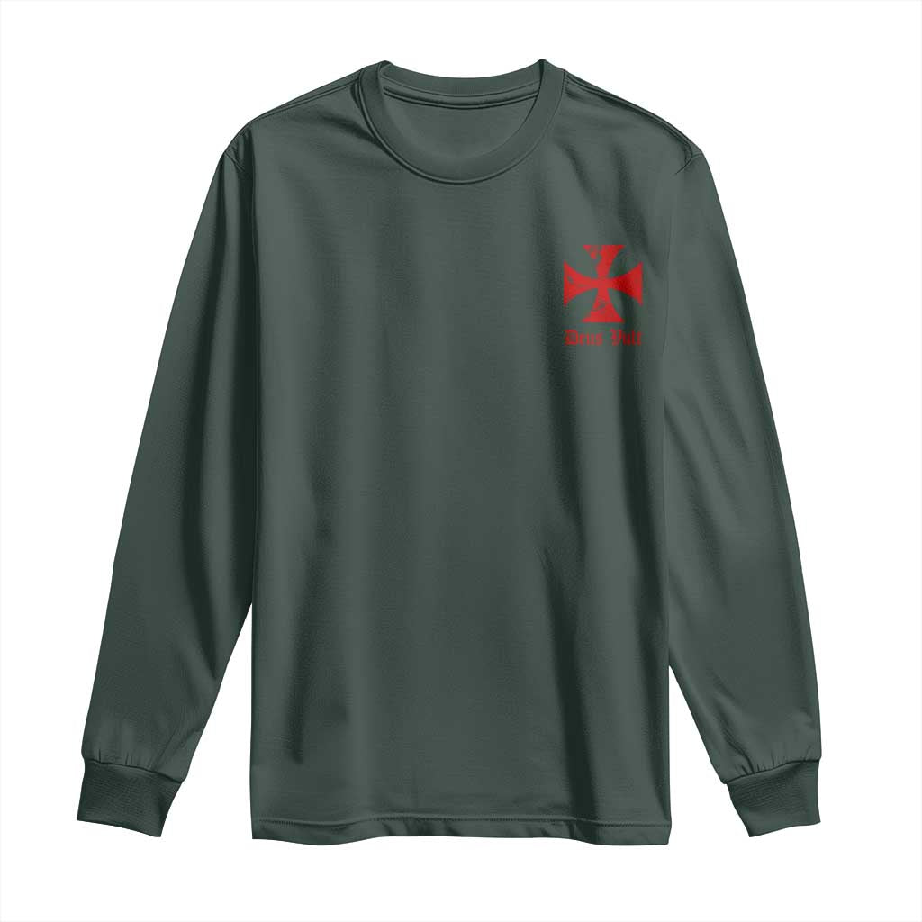 Deus Vult Catholic Knight Templar Crusader Cross Faith Long Sleeve Shirt