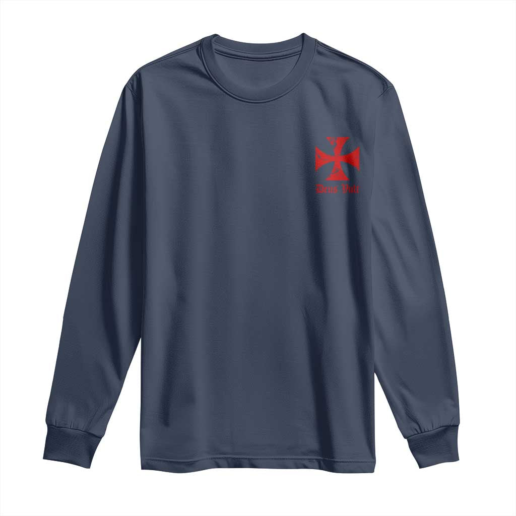 Deus Vult Catholic Knight Templar Crusader Cross Faith Long Sleeve Shirt