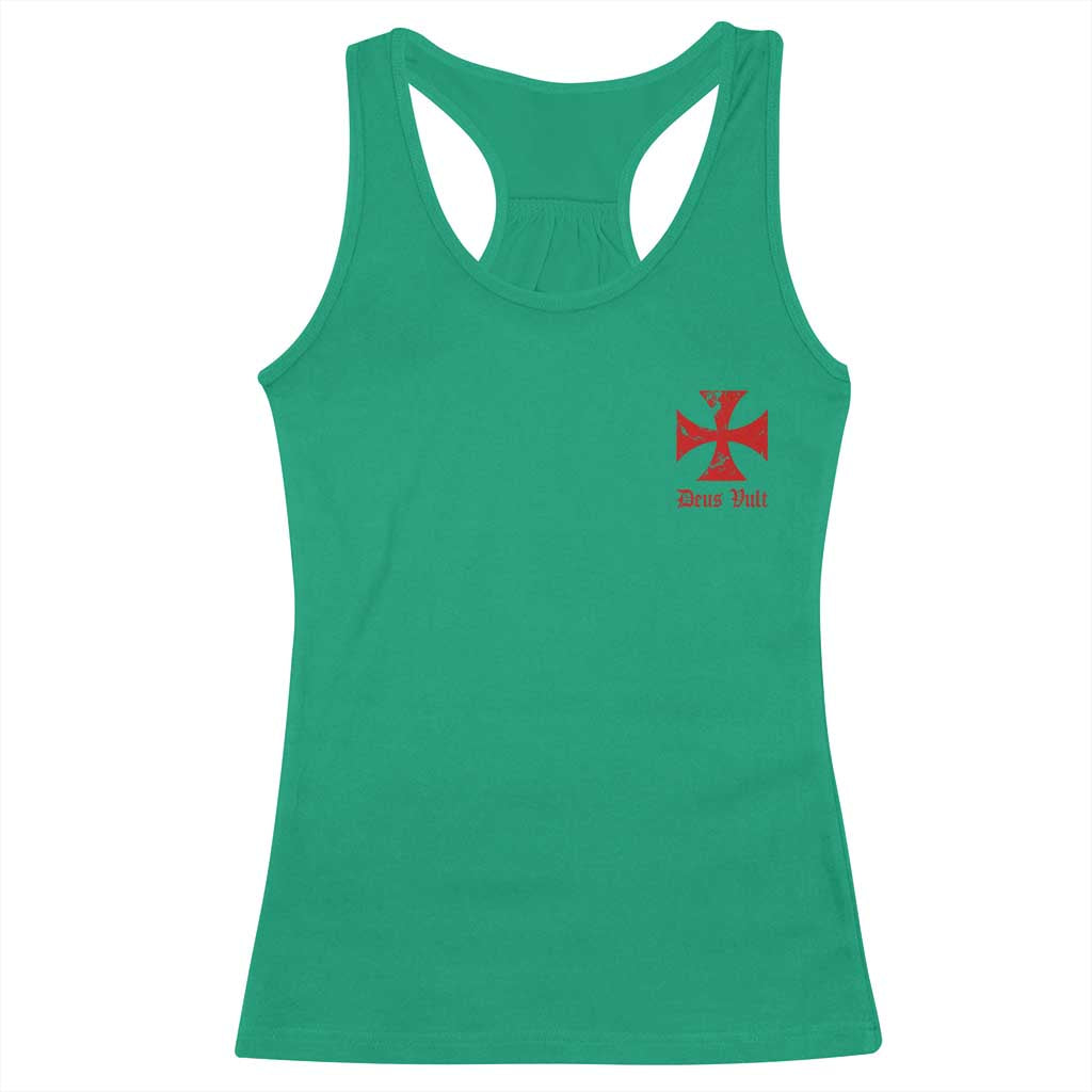 Deus Vult Catholic Knight Templar Crusader Cross Faith Racerback Tank Top