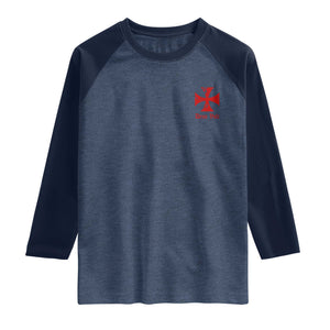 Deus Vult Catholic Knight Templar Crusader Cross Faith Raglan Shirt