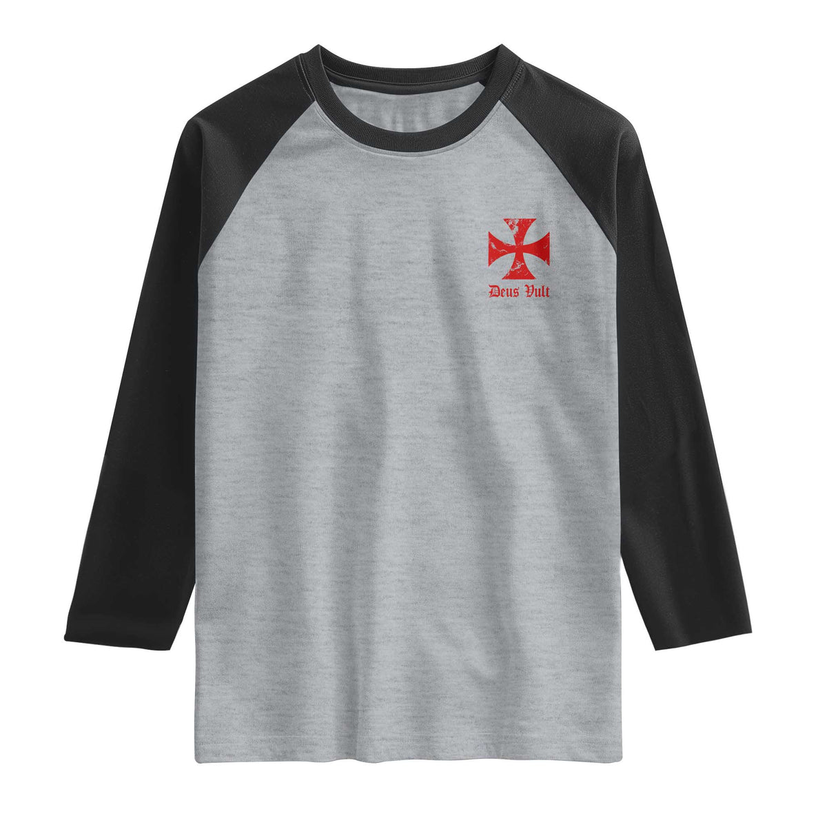 Deus Vult Catholic Knight Templar Crusader Cross Faith Raglan Shirt