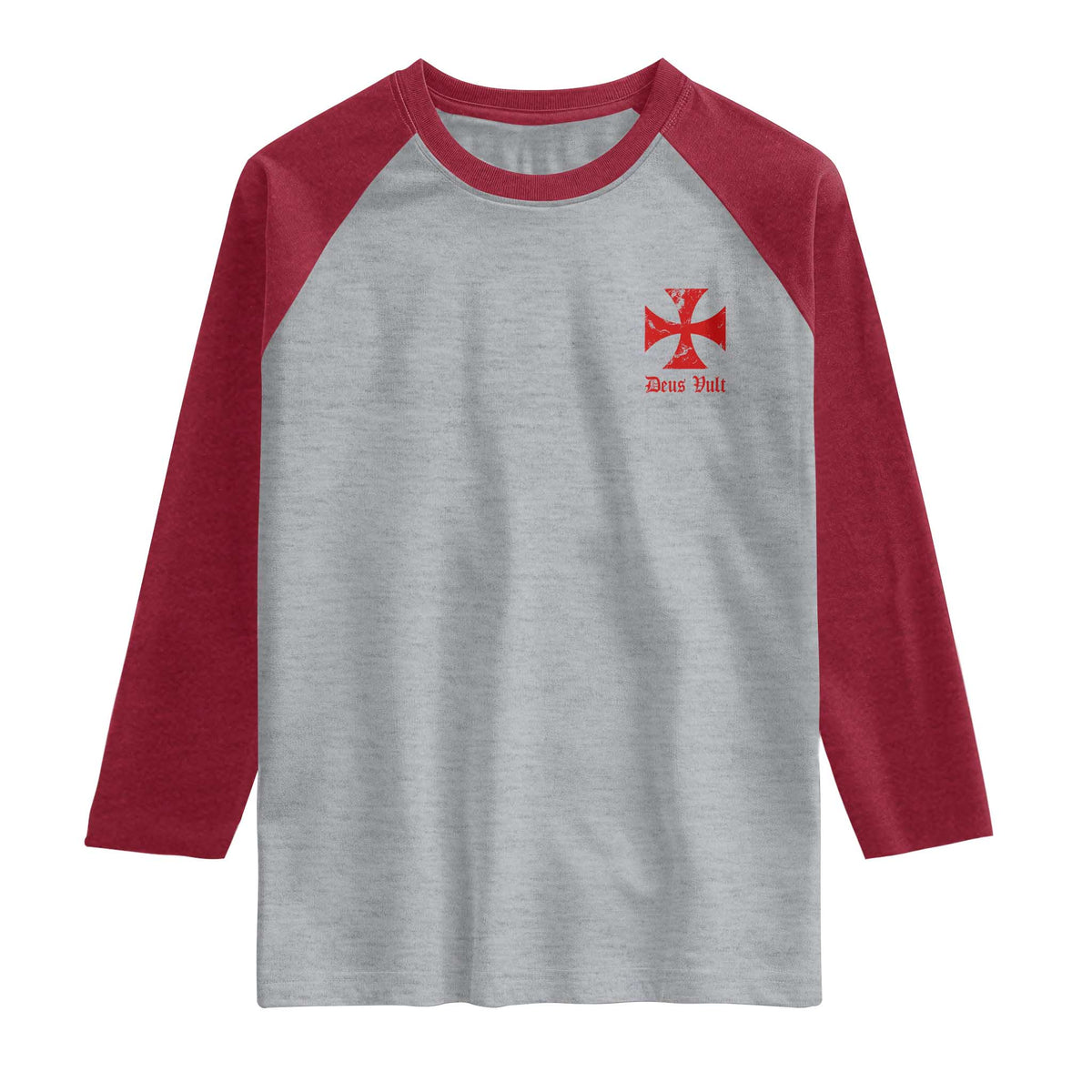 Deus Vult Catholic Knight Templar Crusader Cross Faith Raglan Shirt