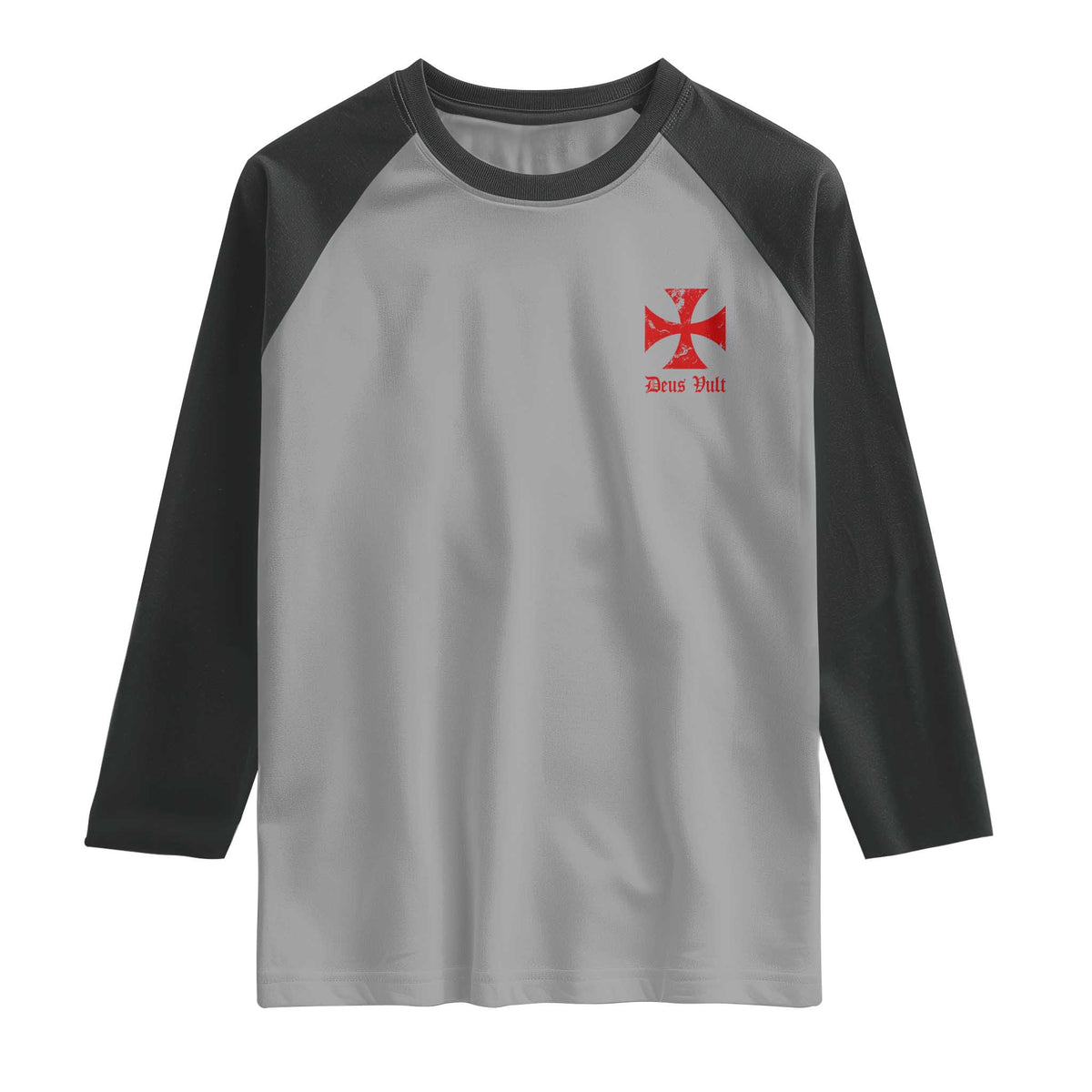 Deus Vult Catholic Knight Templar Crusader Cross Faith Raglan Shirt