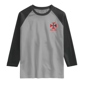 Deus Vult Catholic Knight Templar Crusader Cross Faith Raglan Shirt