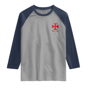 Deus Vult Catholic Knight Templar Crusader Cross Faith Raglan Shirt