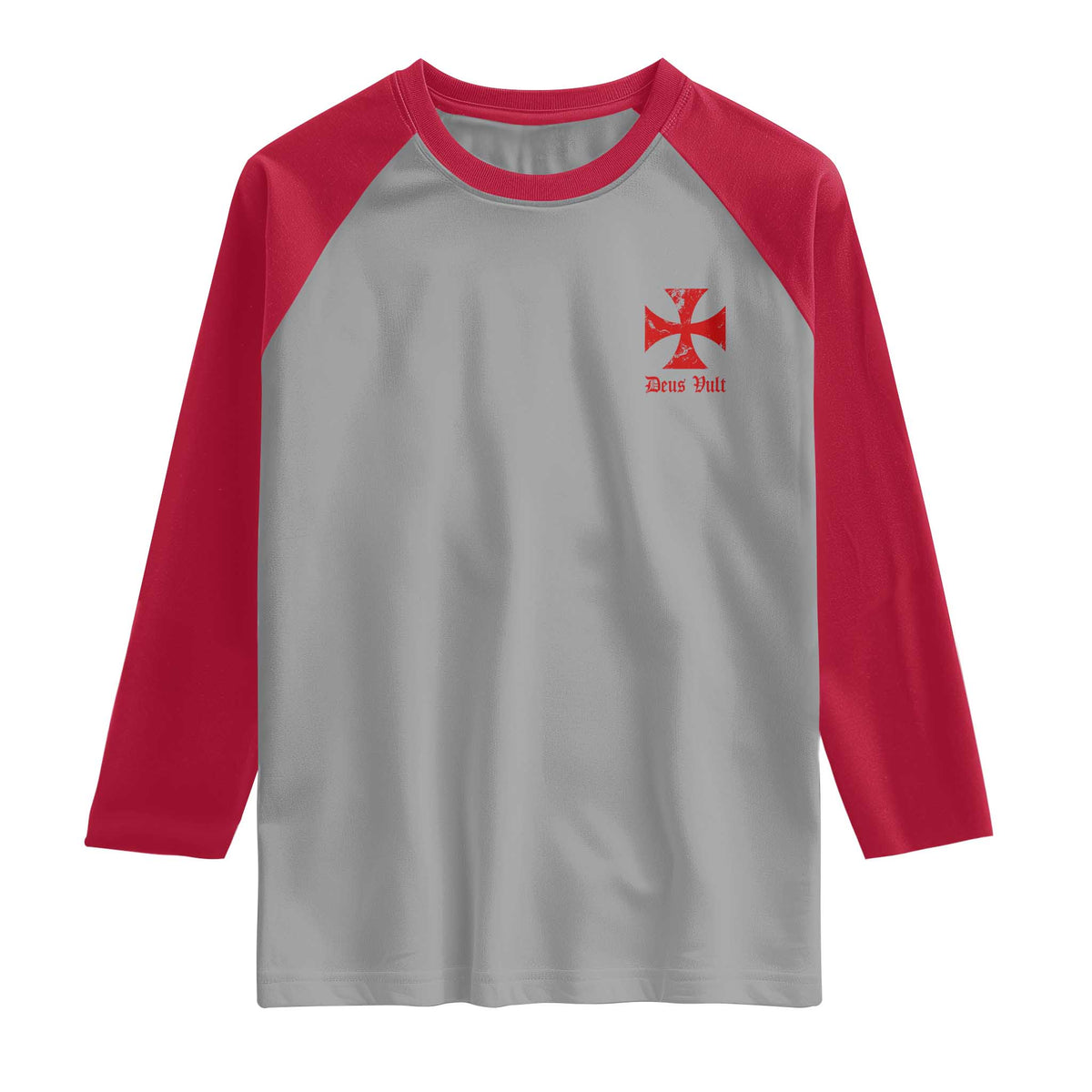 Deus Vult Catholic Knight Templar Crusader Cross Faith Raglan Shirt