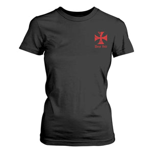 Deus Vult Catholic Knight Templar Crusader Cross Faith T Shirt For Women