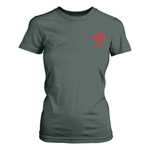 Deus Vult Catholic Knight Templar Crusader Cross Faith T Shirt For Women
