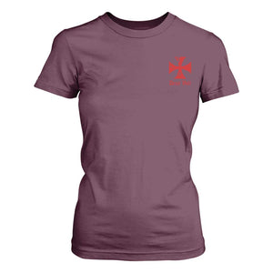 Deus Vult Catholic Knight Templar Crusader Cross Faith T Shirt For Women
