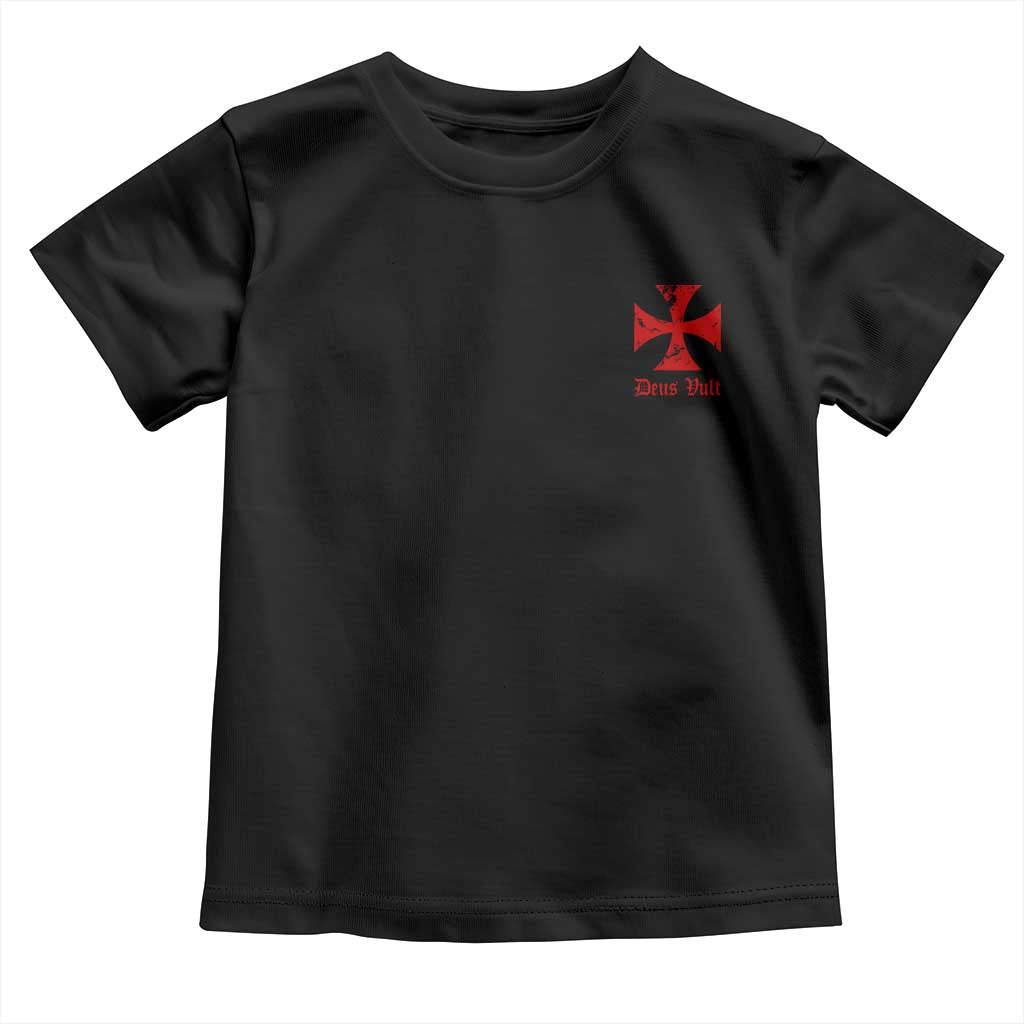 Deus Vult Catholic Knight Templar Crusader Cross Faith Toddler T Shirt