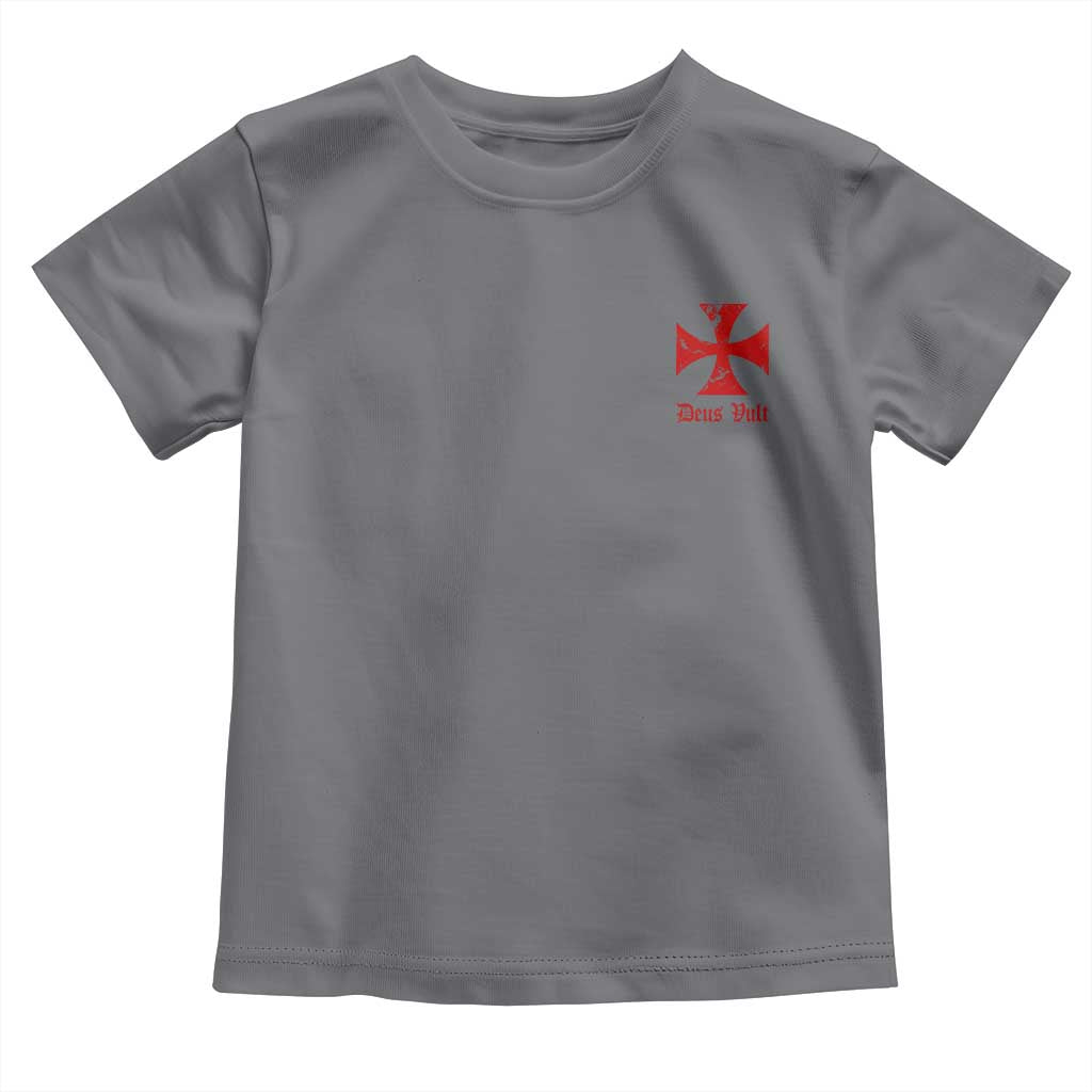 Deus Vult Catholic Knight Templar Crusader Cross Faith Toddler T Shirt