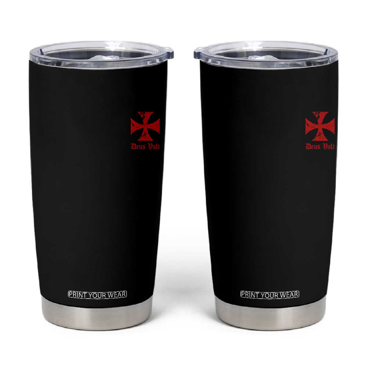 Deus Vult Catholic Knight Templar Crusader Cross Faith Tumbler Cup TS11 Black Print Your Wear