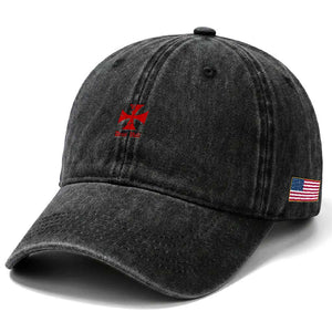 Deus Vult Catholic Knight Templar Crusader Cross Faith Washed Cotton Baseball Cap