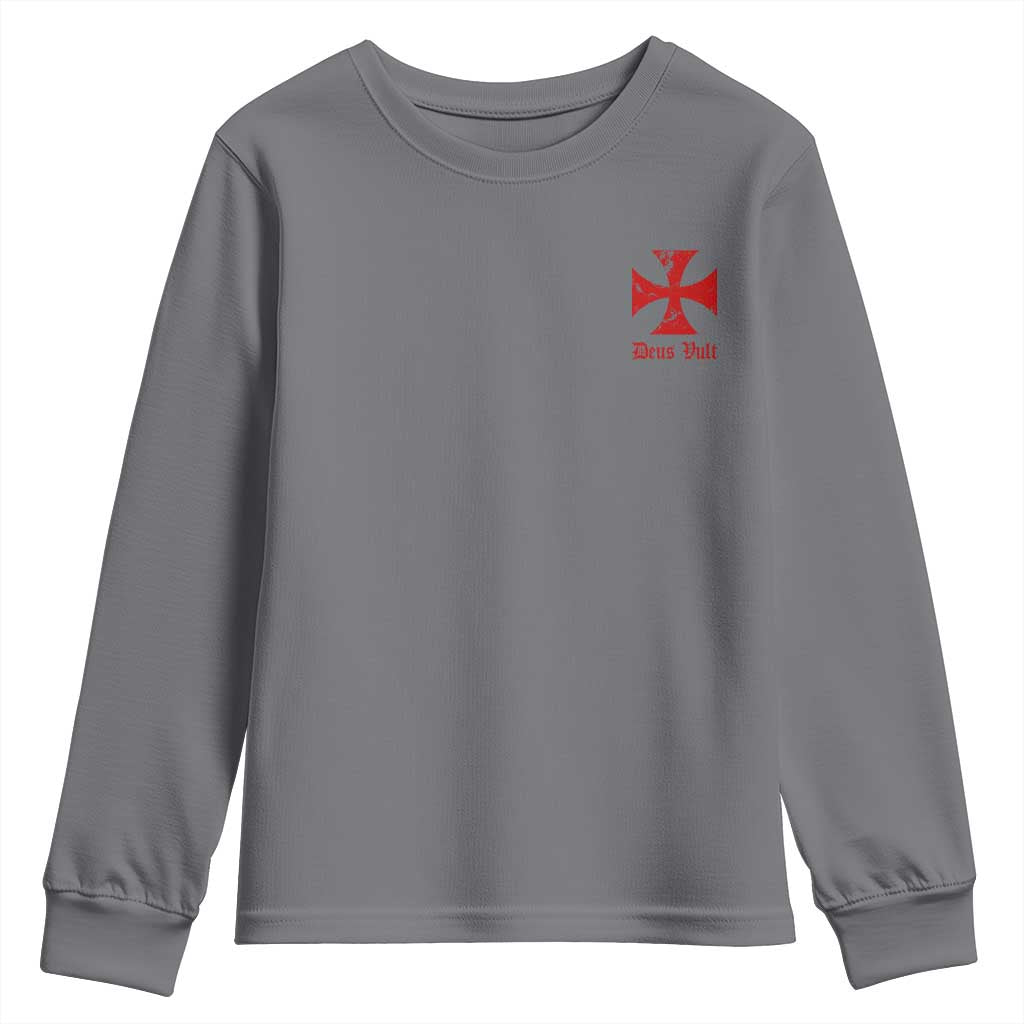 Deus Vult Catholic Knight Templar Crusader Cross Faith Youth Sweatshirt