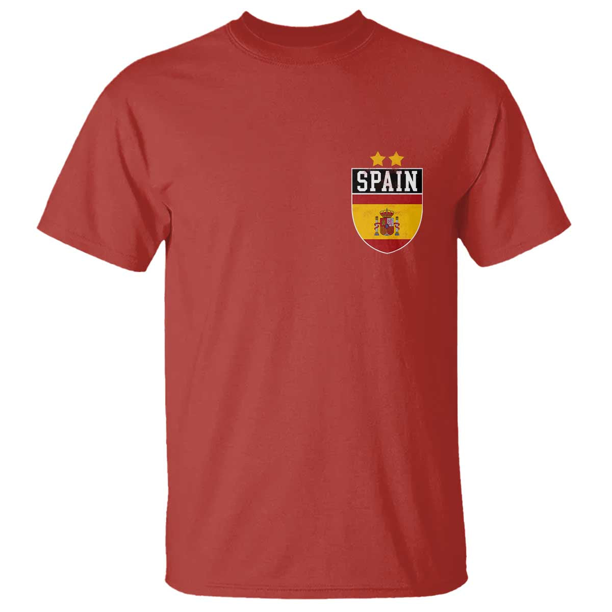 Spain 2nd Star Espana Football Crest T Shirt TS11 Red Print Your Wear