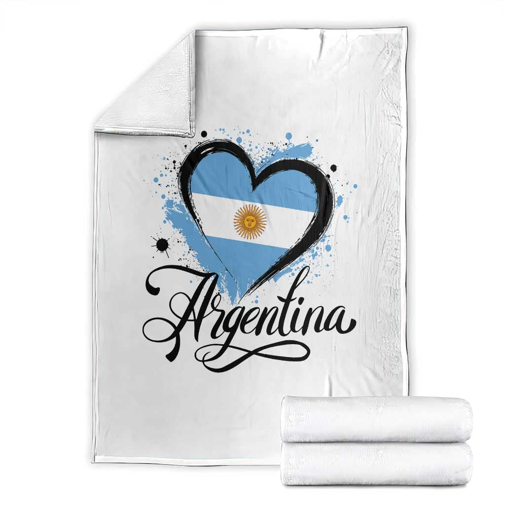 Argentina Heart Argentinian Flag Sun of May Patriotic Throw Blanket TS11 White Print Your Wear