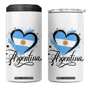 Argentina Heart Argentinian Flag Sun of May Patriotic 4 in 1 Can Cooler Tumbler