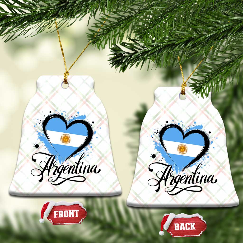 Argentina Heart Argentinian Flag Sun of May Patriotic Ceramic Ornament