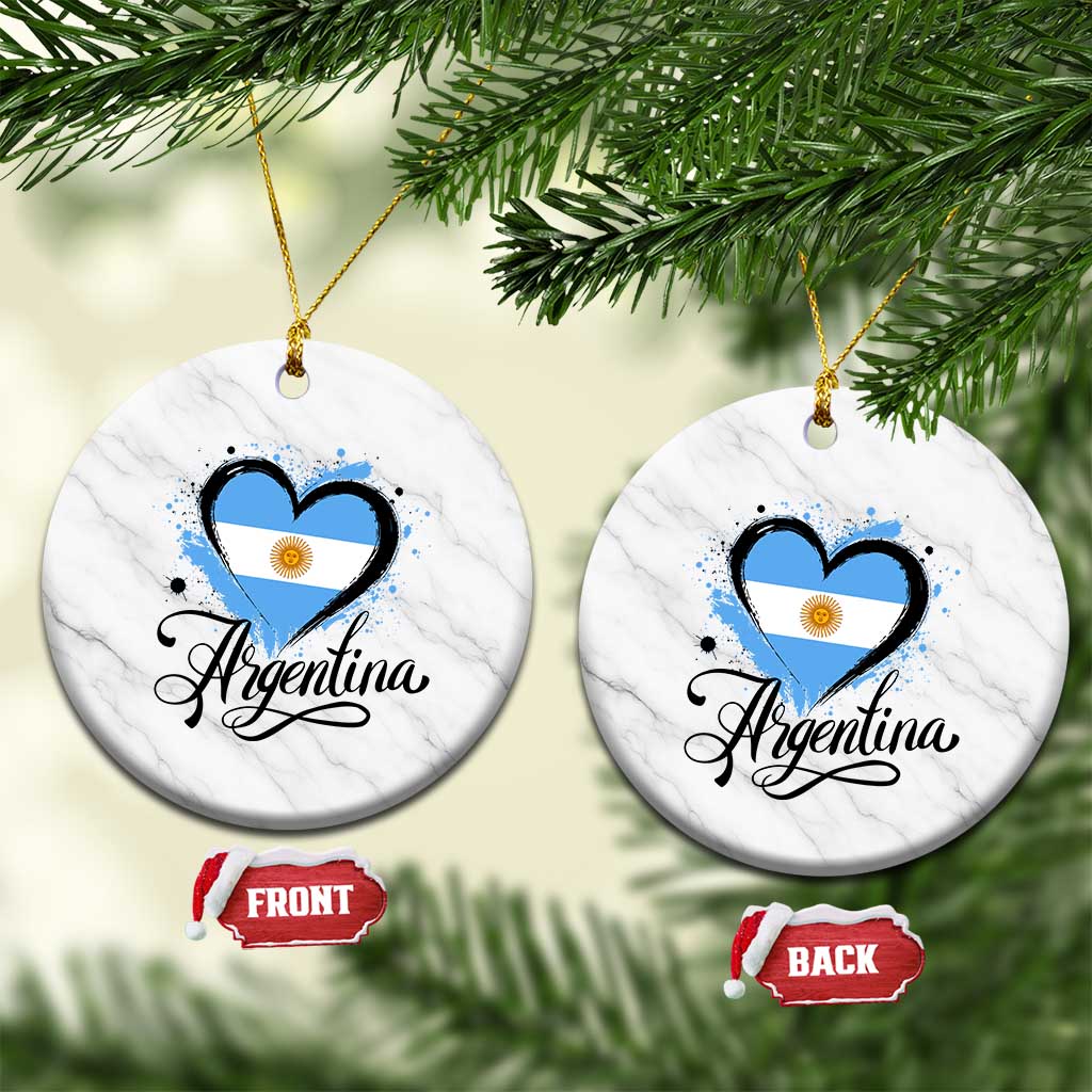 Argentina Heart Argentinian Flag Sun of May Patriotic Ceramic Ornament