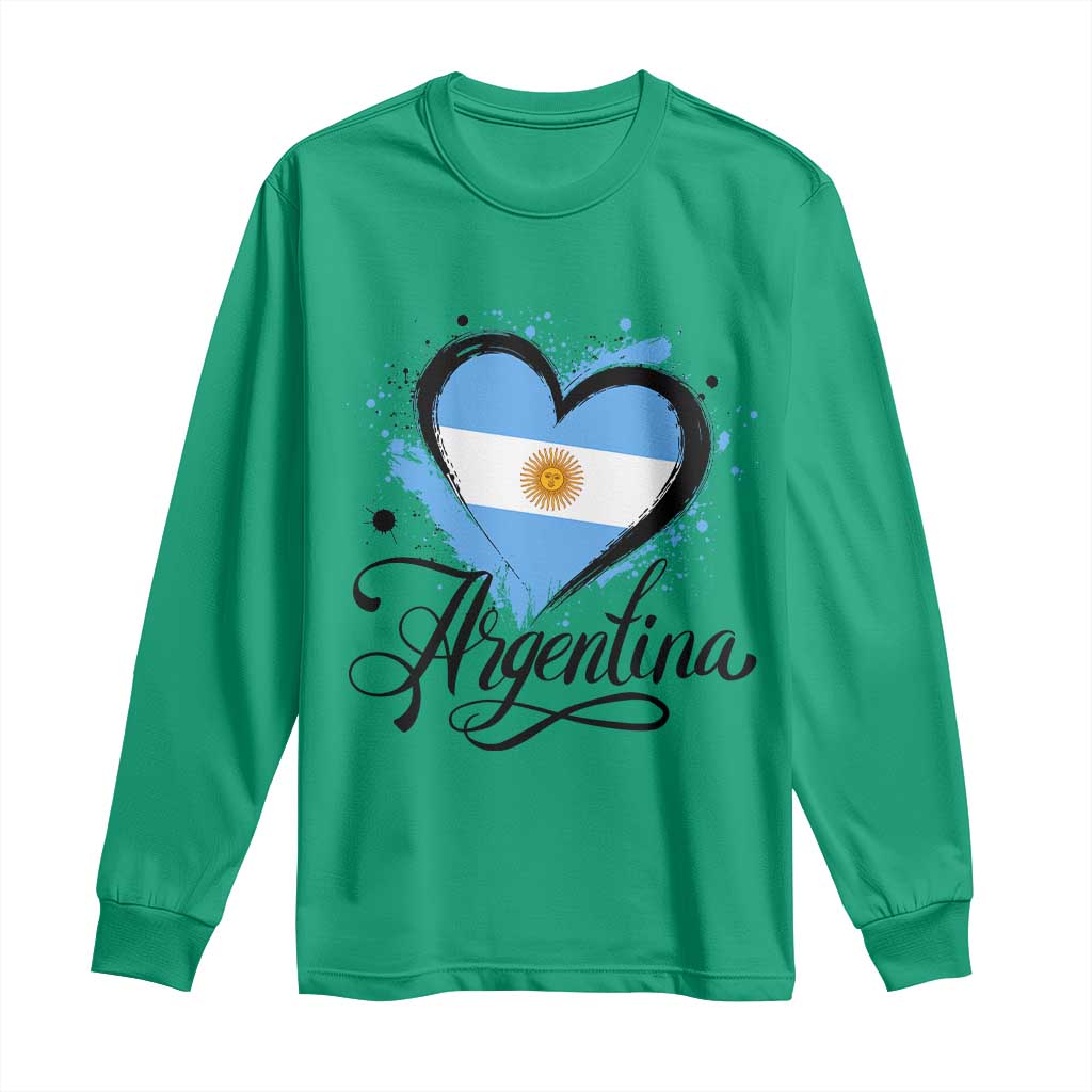 Argentina Heart Argentinian Flag Sun of May Patriotic Long Sleeve Shirt