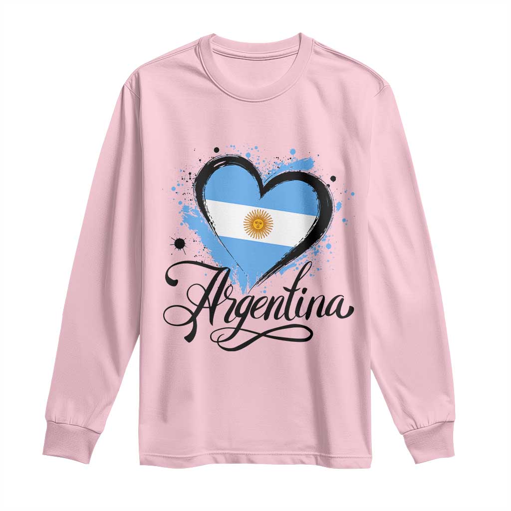 Argentina Heart Argentinian Flag Sun of May Patriotic Long Sleeve Shirt