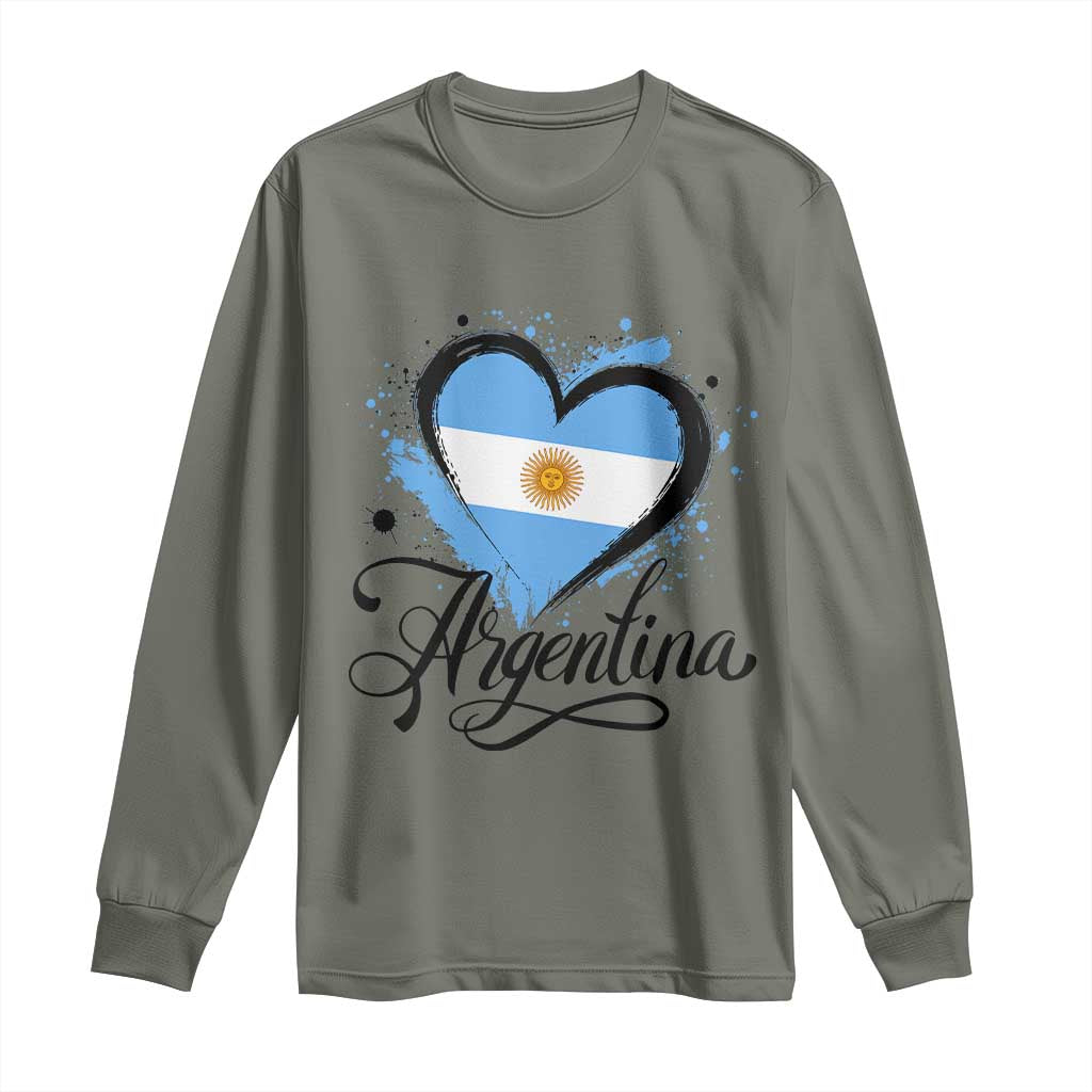 Argentina Heart Argentinian Flag Sun of May Patriotic Long Sleeve Shirt