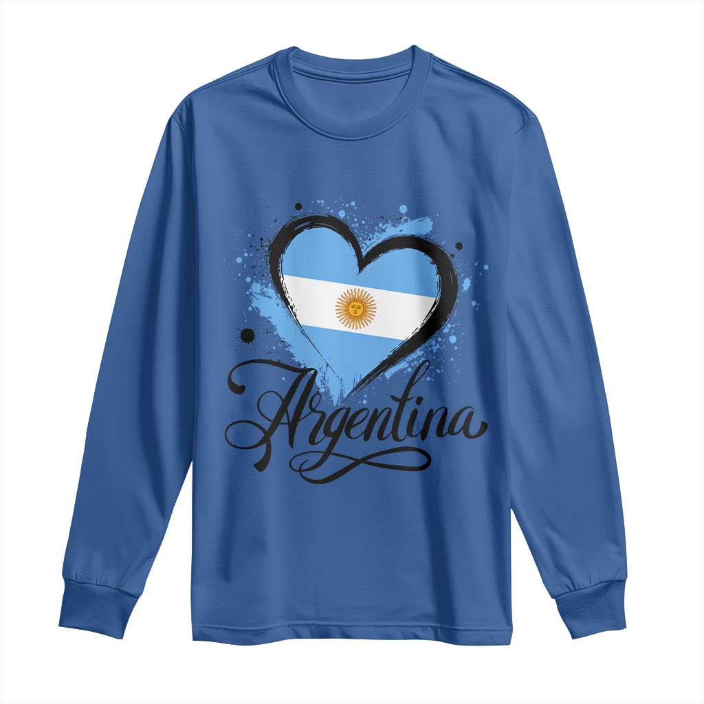 Argentina Heart Argentinian Flag Sun of May Patriotic Long Sleeve Shirt