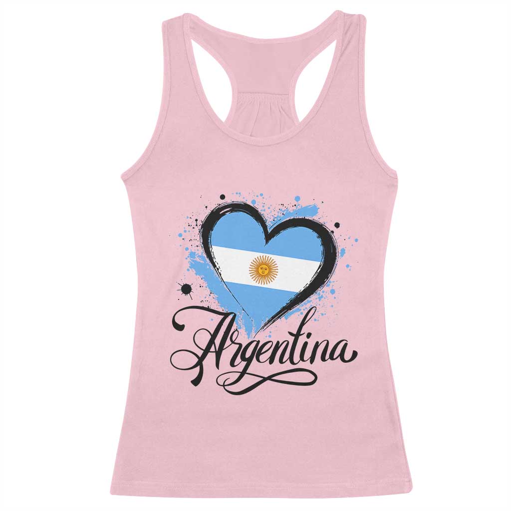 Argentina Heart Argentinian Flag Sun of May Patriotic Racerback Tank Top