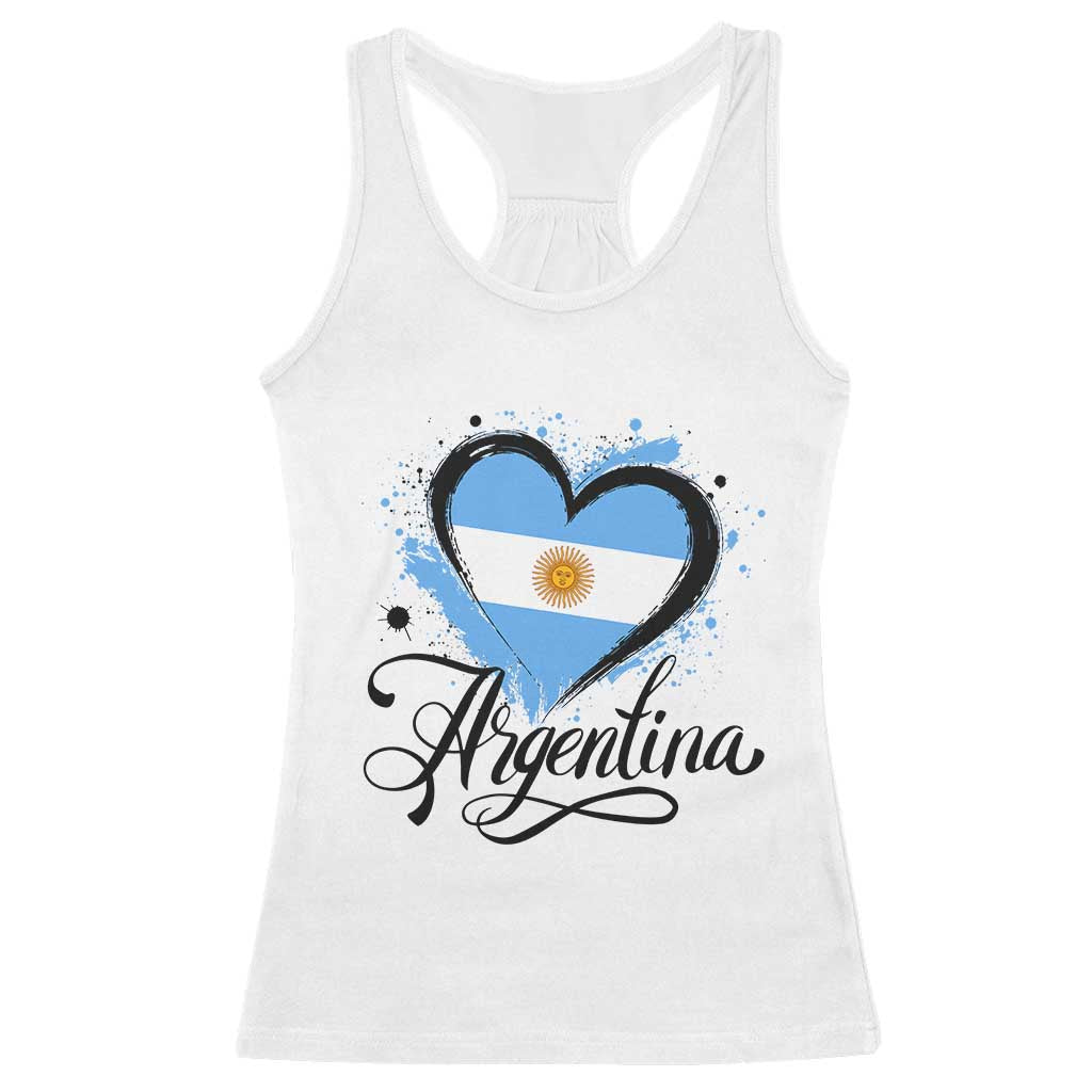 Argentina Heart Argentinian Flag Sun of May Patriotic Racerback Tank Top