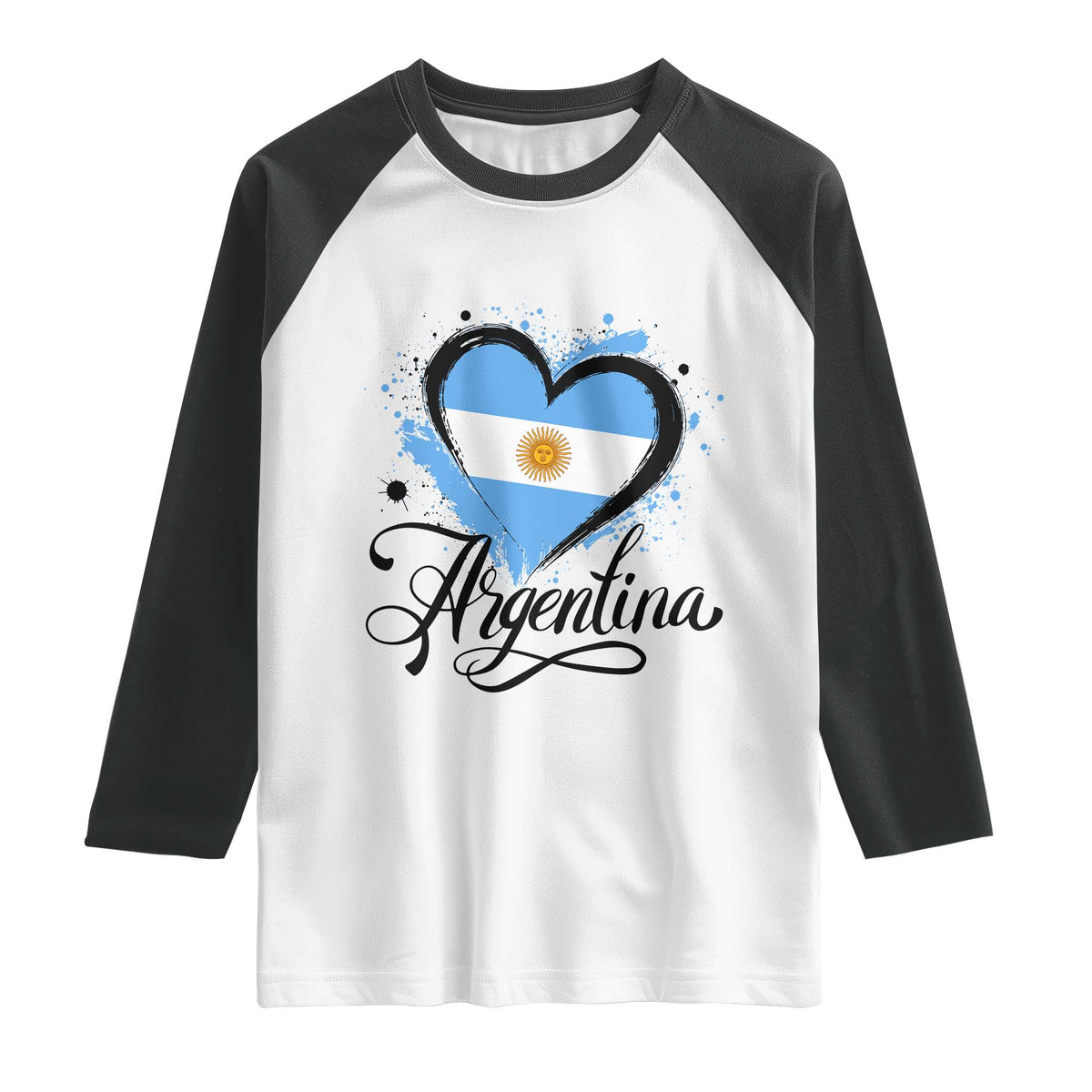 Argentina Heart Argentinian Flag Sun of May Patriotic Raglan Shirt