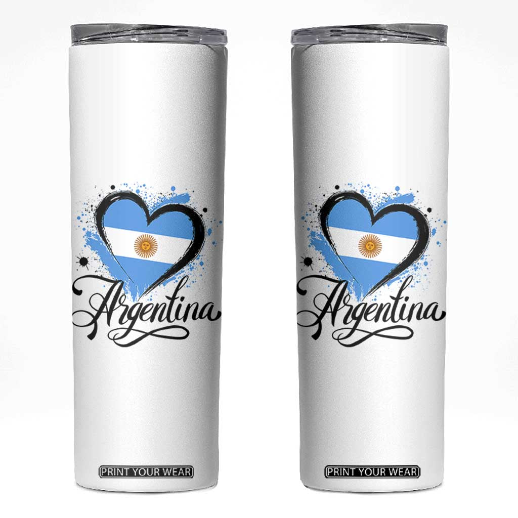 Argentina Heart Argentinian Flag Sun of May Patriotic Skinny Tumbler