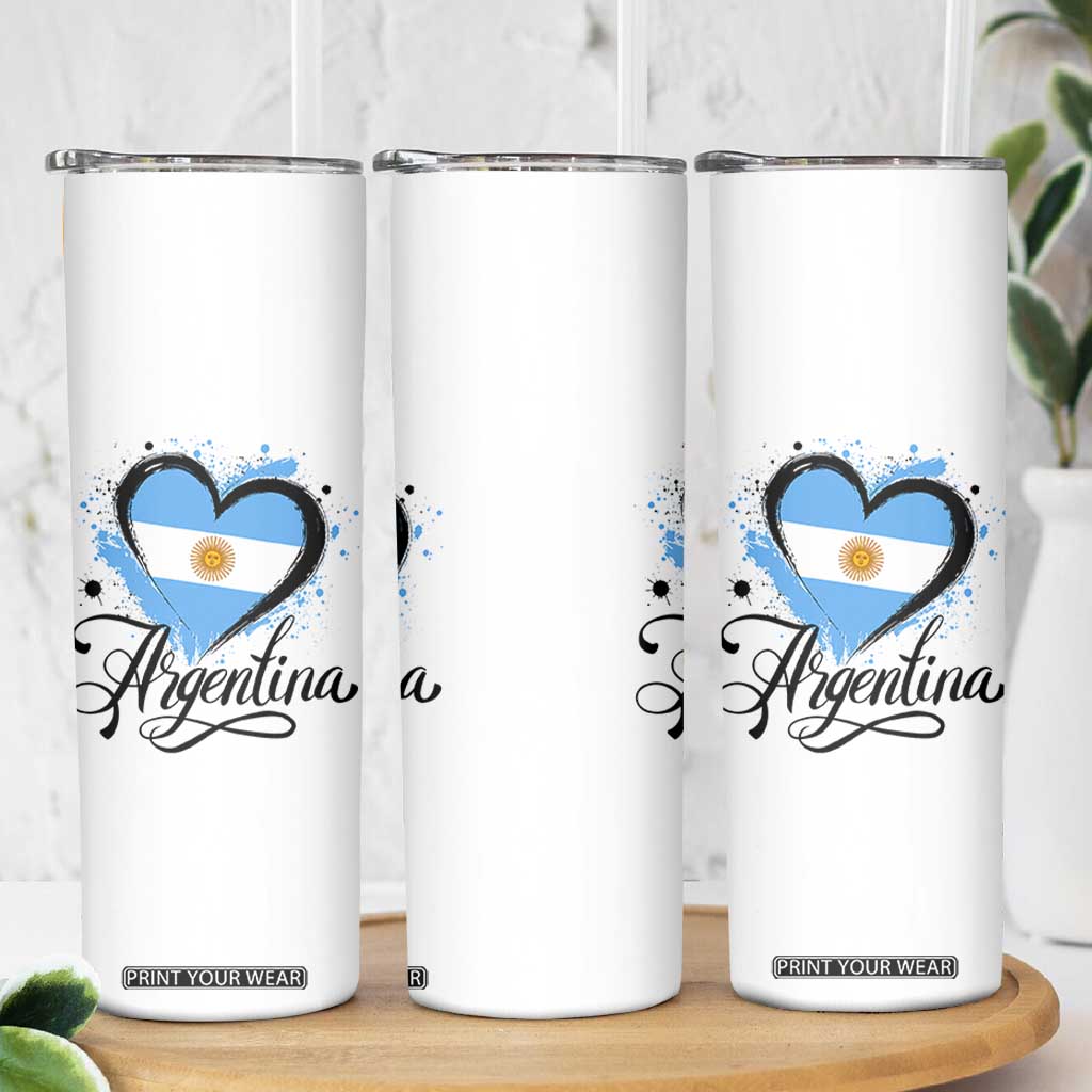 Argentina Heart Argentinian Flag Sun of May Patriotic Skinny Tumbler