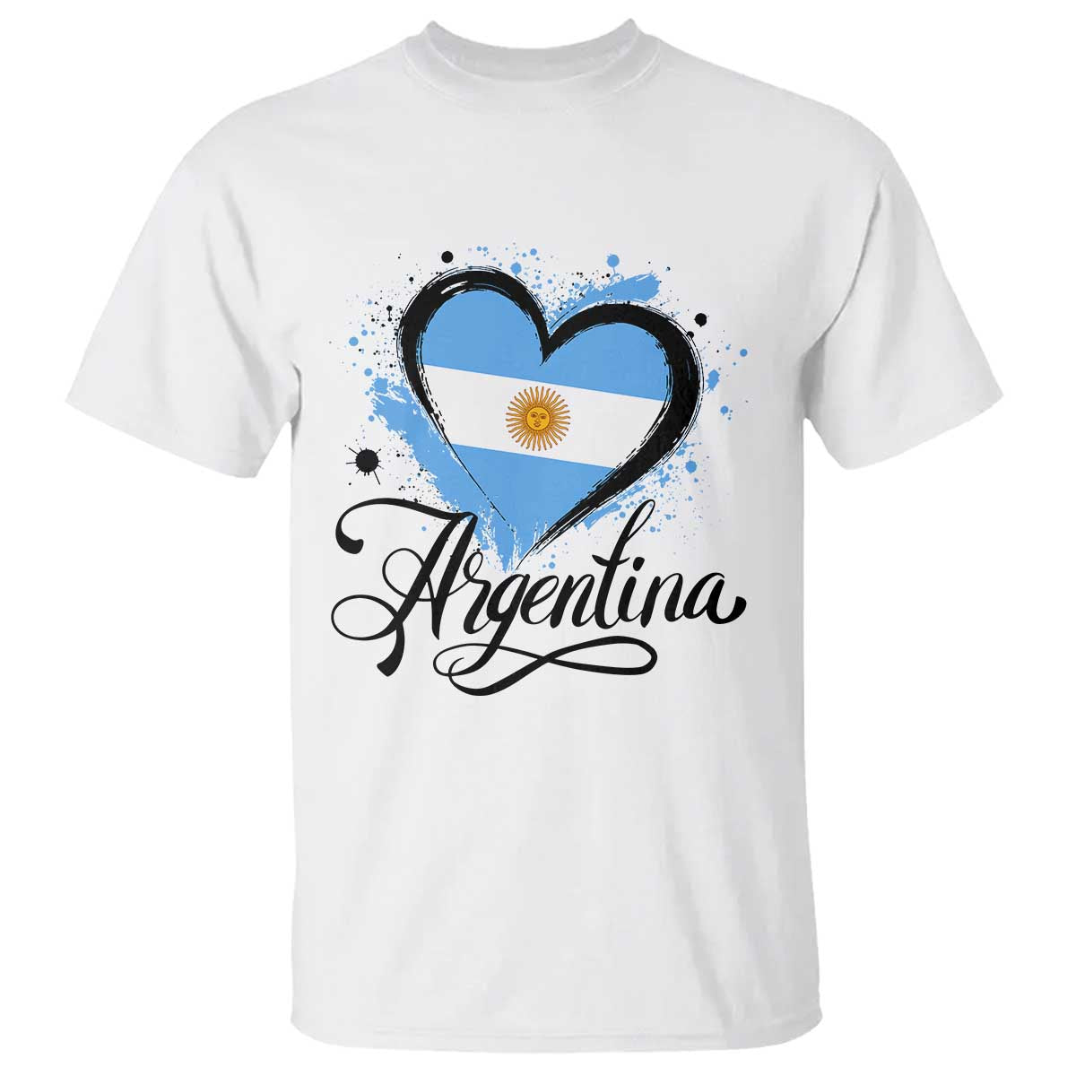 Argentina Heart Argentinian Flag Sun of May Patriotic T Shirt TS11 White Print Your Wear