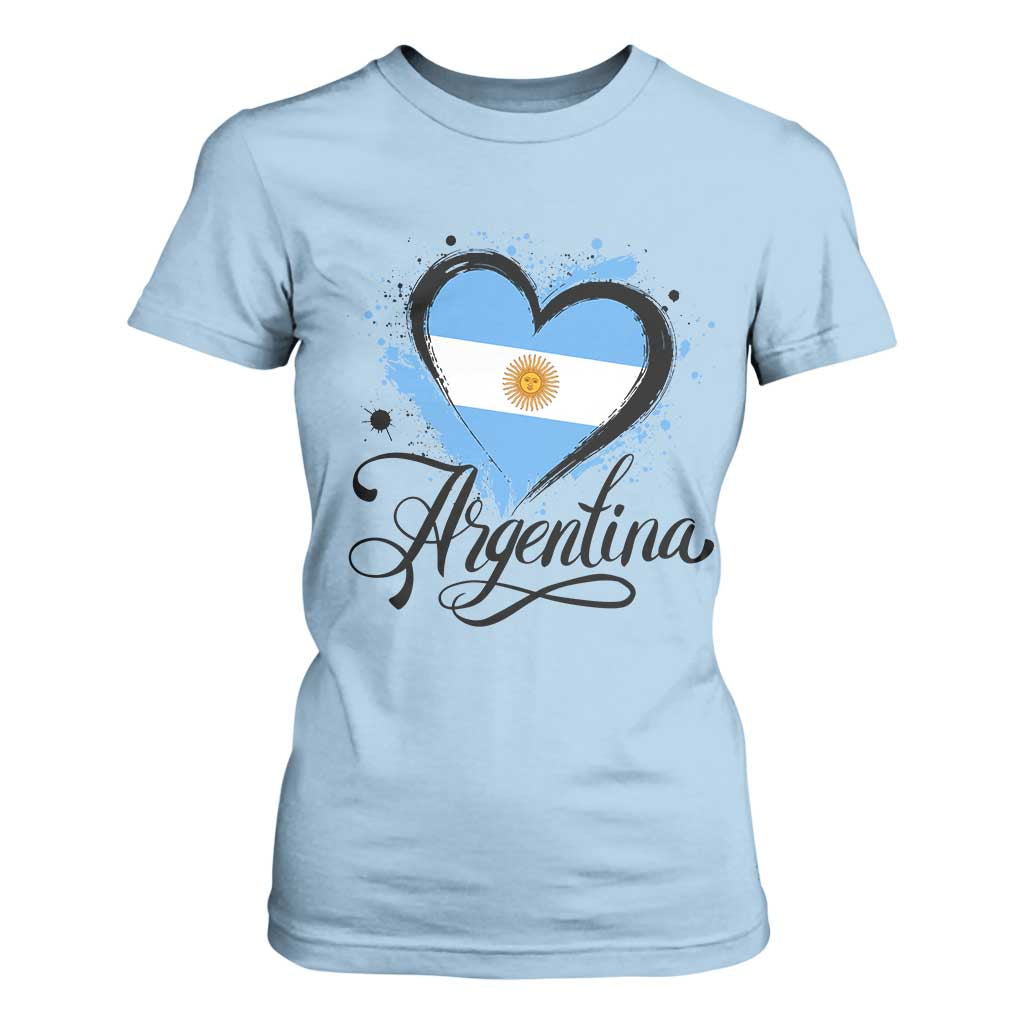 Argentina Heart Argentinian Flag Sun of May Patriotic T Shirt For Women