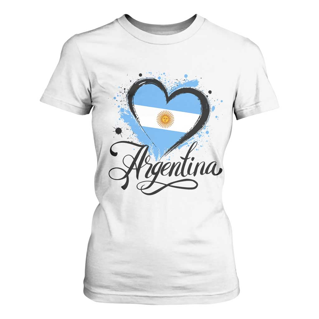 Argentina Heart Argentinian Flag Sun of May Patriotic T Shirt For Women