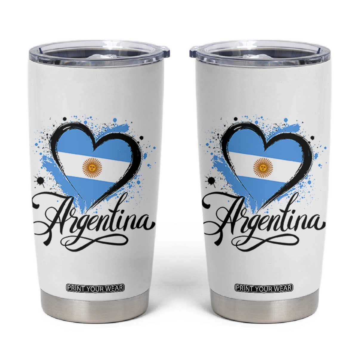 Argentina Heart Argentinian Flag Sun of May Patriotic Tumbler Cup TS11 White Print Your Wear