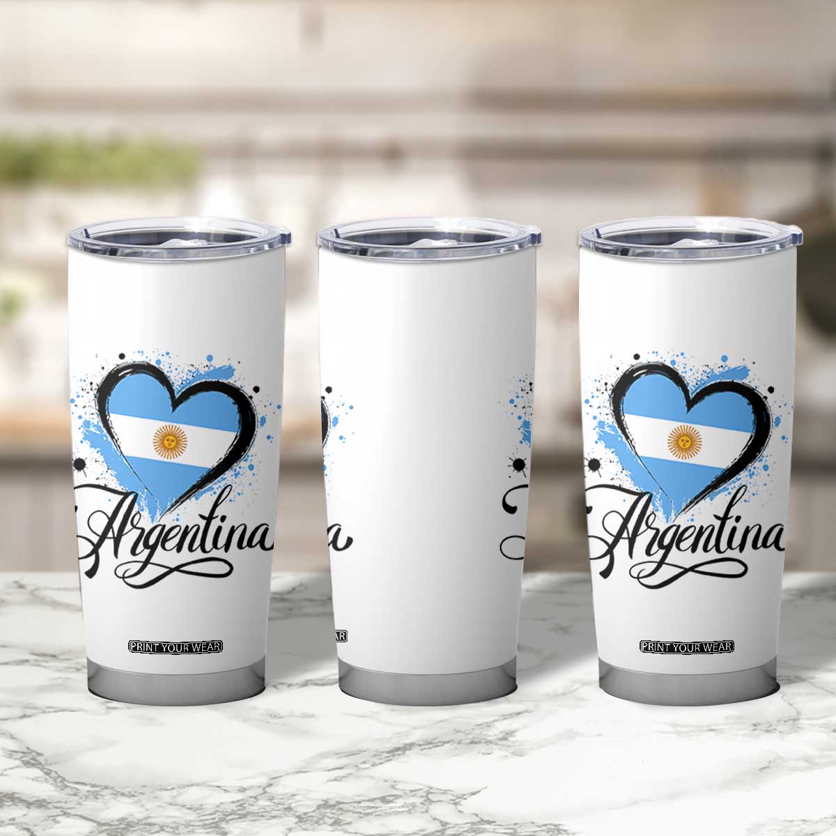 Argentina Heart Argentinian Flag Sun of May Patriotic Tumbler Cup