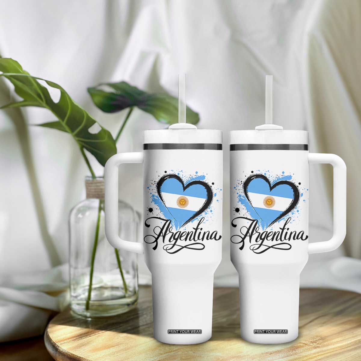 Argentina Heart Argentinian Flag Sun of May Patriotic Tumbler With Handle